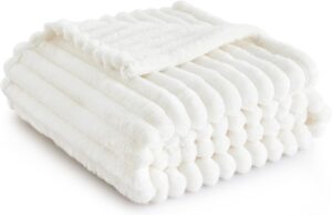 Bedsure GentleSoft 50x60 off-white fleece throw blanket — cozy bedside blanket