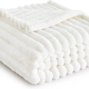 Bedsure GentleSoft 50x60 off-white fleece throw blanket — cozy bedside blanket