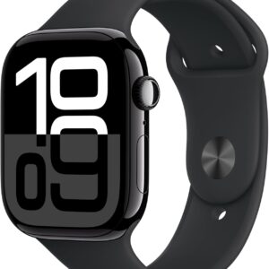 Apple Watch Series 10 46mm GPS jet black aluminum case with black sport band