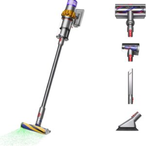 Dyson V15 Detect Plus cordless vacuum with laser dust detection and powerful suction in yellow/nickel