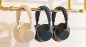 WH-1000XM6 premium wireless noise cancelling headphones in black with adaptive NC and long battery life
