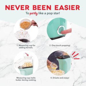 DASH Hot Air Popper 16-cup popcorn maker in aqua — oil-free popcorn maker with measuring cup