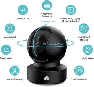 Kasa EC71 indoor pan-tilt 1080p smart security camera with night vision and motion detection