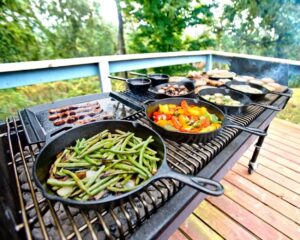 Lodge 12-inch pre-seasoned cast iron skillet with red silicone handle holder — Lodge skillet deals