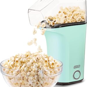 DASH Hot Air Popper 16-cup popcorn maker in aqua — oil-free popcorn maker with measuring cup
