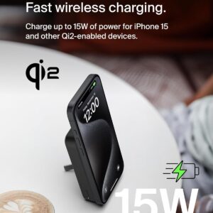 Belkin BoostCharge 10K charger black — 15W Qi2 MagSafe wireless power bank with pop-up kickstand