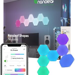 smart LED wall panels Nanoleaf Shapes Ultra Black Hexagons 9 panels