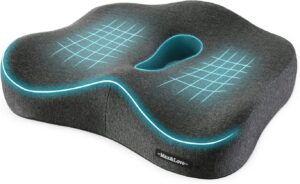 Portable Memory Foam seat Cushion orthopedic tailbone and sciatica support dark gray